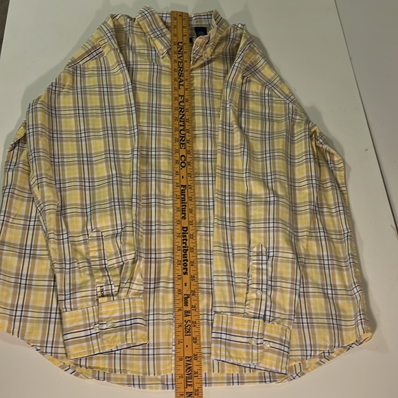 IZOD Men’s Button Down Collared Long Sleeve Sz XL Yellow & Tan Plaid Shirt - Picture 10 of 10